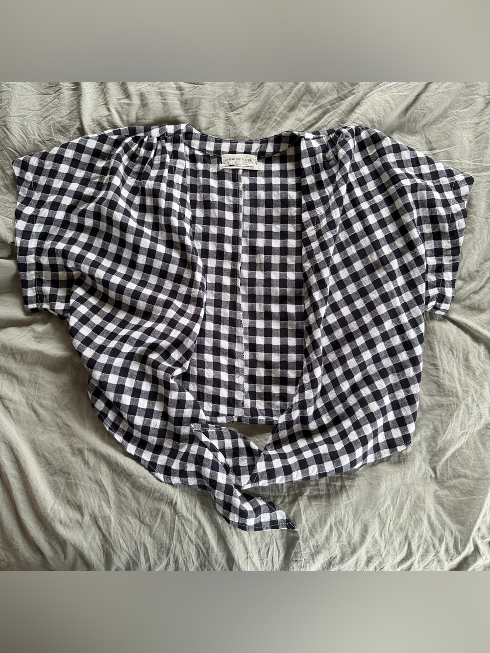 Urban Outfitters Black and White Gingham Tie-Front Top